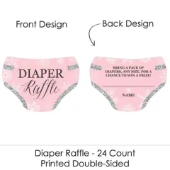 Big Dot of Happiness Pink Winter Wonderland - Diaper Shaped Raffle Ticket Inserts - Snowflake Baby Shower Activities - Diaper Raffle Game - Set of 24