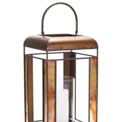Bronze Metal Candle Holder with Glass Hurricane Stand