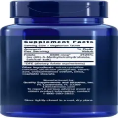 High Potency Optimized Folate-L-Methylfolate-8500 mcg DFE by Life Extension  -  30 Vegetarian Tablets