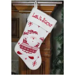 Northlight 19" Red and White "Let It Snow" Santa Claus Embroidered Christmas Stocking