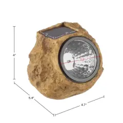 Solar Outdoor Lights - 4-Pack of All-Weather Faux-Stone LED Rock Lights for Paths, Gardens, and Landscaping by Pure Garden (Brown)