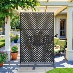 PexFix Metal Freestanding Privacy Screen Garden Fence For Deck Patio Balcony Outdoor Privacy Panel Palace Pattern