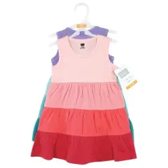 Hudson Baby Infant and Toddler Girl Cotton Dresses, Ombre Coral Teal