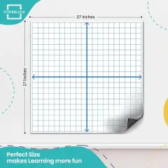 SCRIBBLEDO Jumbo Magnetic Coordinate Plane  27"x27" Large Dry Erase Graph Board Magnet for Classroom & Math Lessons