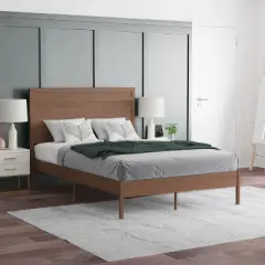 Emma and Oliver Classic Wooden Platform Bed with Headboard