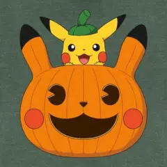 Junior's Pokemon Halloween Pikachu Jack-O'-Lantern Festival Muscle Tee