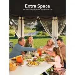 10x10 FT Pop Up Canopy Tent, Gazebo with Mosquito Netting, Adjustable Height Outdoor Gazebo