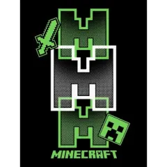 Minecraft Icon Repeated Boy's Black Long Sleeve Shirt
