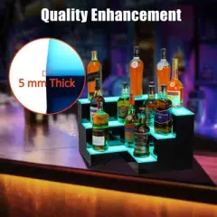 Liquor Bottle Display Shelf, 3-Tiers 20-Inch Acrylic Lighted Bottle Display with Remote & App Control