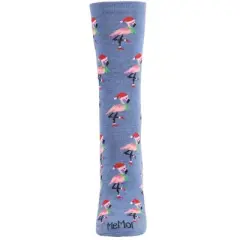 Memoi Women's Festive Flamingo Holiday Crew Socks