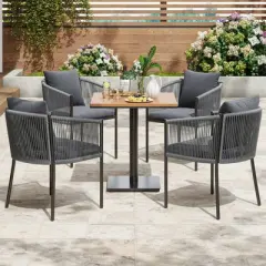 Syemin Patio Seating Sets of 2, Rattan Wicker Patio Furniture Chairs with Cushions for Garden, Deck, Backyard, Poolside, Gray, 18.9"*24.6"*30.5"
