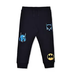 Warner Bros Boy's Batman Graphic Print Jogger Pants with Drawstring Waistband, 2 Piece Bottoms Set for Toddler