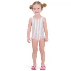 Andy & Evan Kids Ruffle Swimsuit White, Size 7