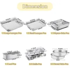 Itopfox Stainless Steel Bakeware Set of 8, Non-Toxic Oven Safe Pans for Baking, Roasting, Includes Lasagna, Cake, Loaf & Muffin Pans, Dishwasher Safe