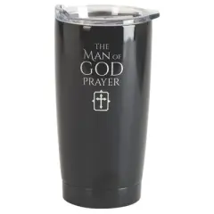 Dicksons SSTUMB-75 Midnight Black 20 ounce Stainless Steel Travel Tumbler Mug with Lid Mug, Man of God Prayer