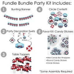 Big Dot of Happiness Railroad Party Crossing - Steam Train Birthday Party or Baby Shower Supplies - Banner Decoration Kit - Fundle Bundle