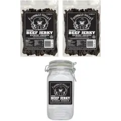Buffalo Bills Hickory Smoked Beef Jerky 2 Bag Starter Kit (2 bags and 1 jar)