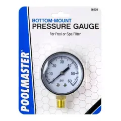 Poolmaster 1/4" Pressure Gauge for Swimming Pool/Spa Filter Bottom Mounted Thread