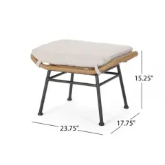 DSVIMOY Patio Ottomans, 2-Piece Outdoor Ottoman, Patio Foot Rest with Cushions, Beige, 23.75"*17.75"*15.25"