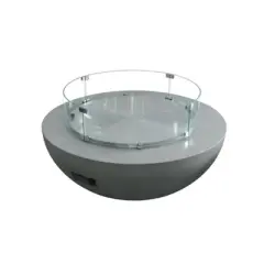 Lunar Round Tempered Glass Wind Screen for Outdoor Fire Pit - Elementi