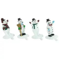 Northlight Winter Ready Glitter Snowman Christmas Stocking Holders - 7" - Set of 4