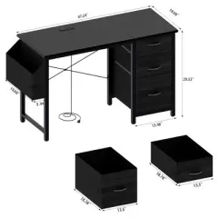 Sapphtopaz Modern Home Office Desks Computer Desk with 2 Outlets 3 Drawers Side Pocket Writing Desk Gaming Desk Vanity Table for Home Office