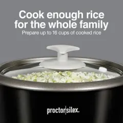 Proctor Silex 16 Cup Rice Cooker & Steamer - 37527: 500W, Stay-Cool Handles, Removable Bowl, Dishwasher-Safe Parts