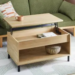 Mixed Materials Wood and Metal Lift top Coffee Table  with Storage Natural Wood - Room Essentials&trade;