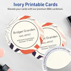 Avery Printable Round Cards, 3" Diameter, Matte Ivory, 60ct