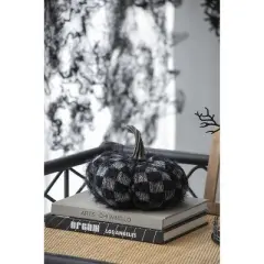 Acoinel Plaid Fabric Pumpkin Decoration for Holiday Halloween