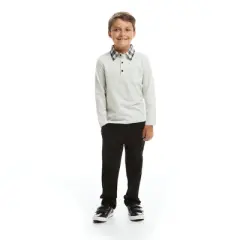 Andy & Evan  Toddler  Boys Heather Cream Holiday Polo Set
