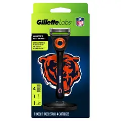 Gillette Labs Men's Special NFL Bears Edition Shaving Razor with 4 Refills and Magnetic Stand