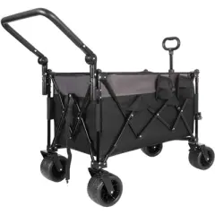 FATMOON Folding Wagon,Portable Large Capacity Collapsible with Adjustable Handles,All-Terrain 360&deg; Wheels for Camping,Beach,Shopping