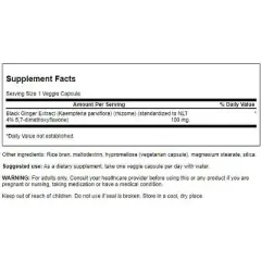 Swanson Black Ginger Extract - Standardized 100 mg 30 Veg Caps