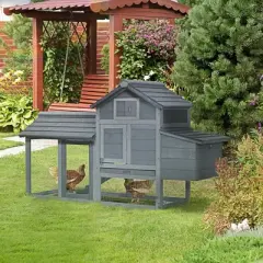Resenkos Rabbit Hutch, Duck Cage Hutch,Chicken Coop, 59" Small Wooden Chicken coop Hen House Poultry Cage with 2 Doors, Nesting Box and Removable