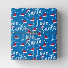 40&rdquo; 125 sq ft Christmas Roll Wrap Love Santa on Blue - Wondershop&trade;