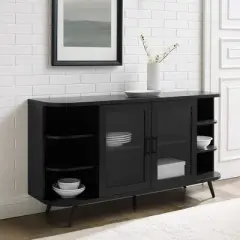 Mid-Century Modern Glass Double Door Curved Sideboard - Saracina Home