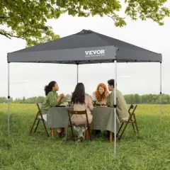 VEVOR Pop Up Canopy Tent, 10 x 10 ft, 250 D PU Silver Coated Tarp, with Portable Roller Bag and 4 Sandbags, Waterproof and Sun Shelter Gazebo