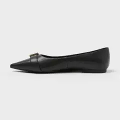 Women&rsquo;s Valentina Pointed Toe Buckle Ballet Flats with Memory Foam Insole &ndash; A New day&trade; Black