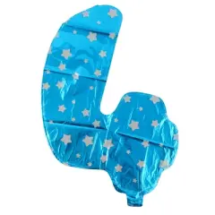 Unique Bargains Foil Number 4 Shape Balloon Helium Party Birthday Wedding Anniversary Festival Decor Blue 16"