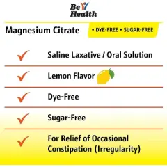 Be Health Magnesium Citrate Saline Laxative Lemon Flavor, 10 Oz, CASE OF 12