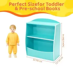 Kids Bookshelf,Book Storage Organizer,2-Tier Kids Bookcase with Open Compartments for Bedroom,Livingroom,Playroom