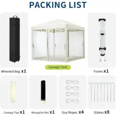 Adjustable Pop Up Canopy Tent, Folding Outdoor Gazebo with 4 Removable Mesh Walls, Carry Bag & Wheels, Portable Shelter for Patio