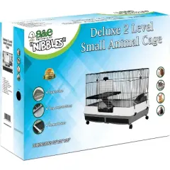 A&E Cage Company Deluxe 2 Level Guinea Pig, Rabbit and Chinchilla Small Cage - Black