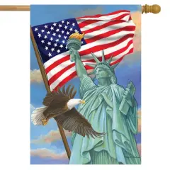 Briarwood Lane Symbols of Freedom Patriotic House Flag Statue of Liberty Eagle 28" x 40"