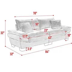Sapphtopaz Corduroy Sofa Upholstered Sleeper Sofa Bed with Pillows 2-Seat Loveseat Comfy Couch with Deep Seat Couches for Living Room,Bedroom