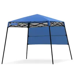 Tangkula 7x7 FT Pop-up Canopy Portable Outdoor Offset Tent w/Carry Bag Blue/White/Grey
