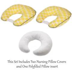 Bacati - 3 pc Ikat Zigzag Yellow Dots Muslin Hugster Feeding & Infant Support Nursing Pillow Nursing Pillow with Insert