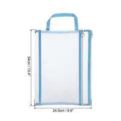 Unique Bargains Nylon A4 Mesh Zippered Clear Files Bag for Office Business with Handle