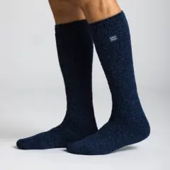 Always Warm by Heat Holders Men's Warmest Long Twist Crew Socks - Navy 7-12